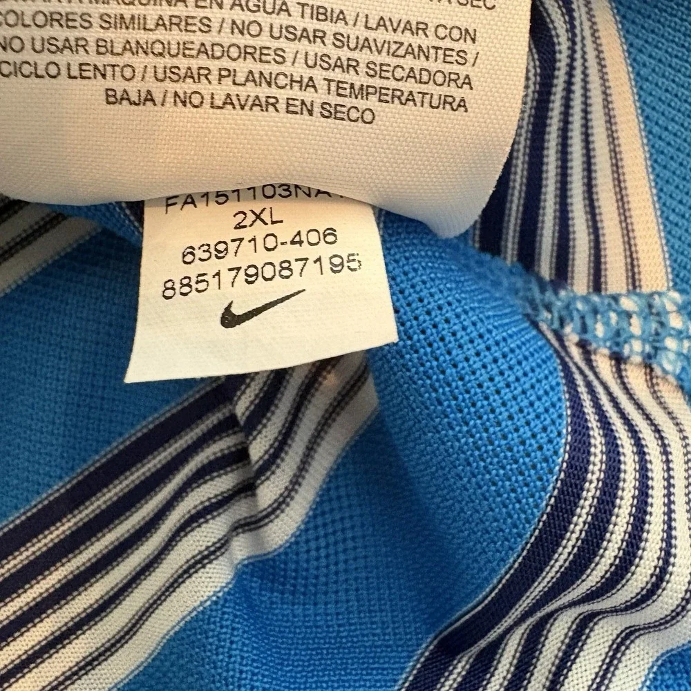 Nike Golf Polo Shirt Mens 2XL Blue Striped Dri-FIT Tour Performance 639710-406